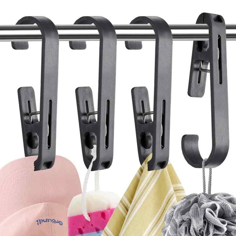 Cinvo 洗濯ばさみ 大 13cm 洗濯クリップ 頑丈 洗濯ピンチ フックとクリップ一体化 靴下、ブーツ、タオルなどを掛けられる 浴室/クローゼット/キッチン用（4個セット）