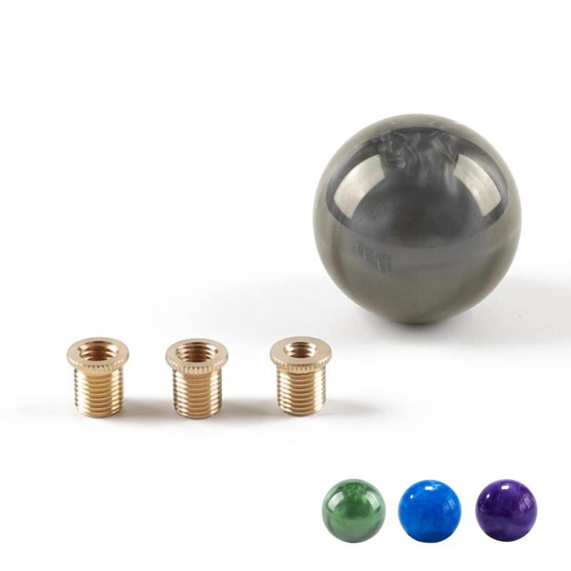 JINGLINGKJ 真珠シフトノブ 丸 ボール型 パールギアノブ 汎用 AT MT 車用 3種類アダプター付き 1個