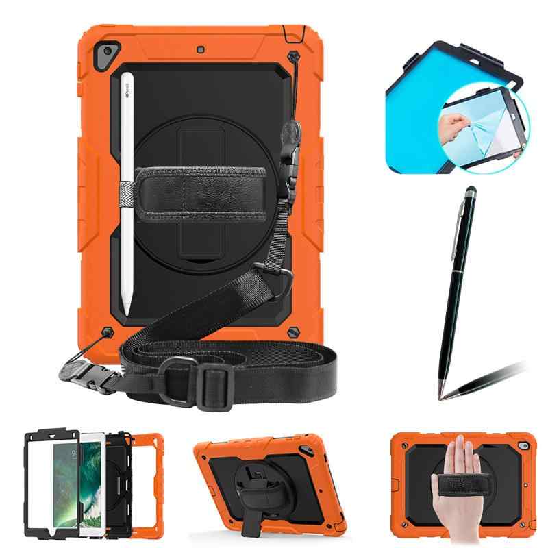「内蔵スクリーンプロテクター」Doo iPad 9.7 ケース iPad 第6/5世代 ショルダーケース 9.7インチ (2018/2017)/Air/Air2/Pro 9.7対応 耐衝撃 カバー ペン収納付き 360°回転キックスタンド 手持ちバンド