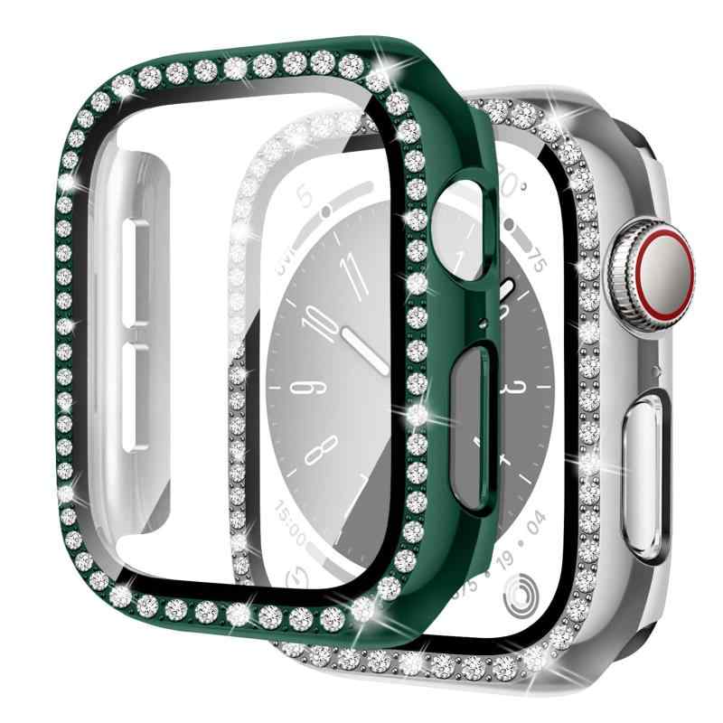 樂天商城 - 【2色セット】コンパチブル アップルウォッチ カバー 45mm/41mm/44mm/40mm 、キラキラ、耐衝撃、全面保護、コンパチブル apple watch ガラスフィルム付きPCケース series8 7 5 6 4 se、レディース/メンズ