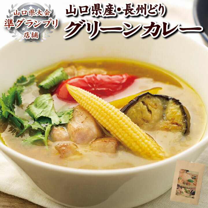 長州鶏肉グリーンカレー1食 長州鶏 薬膳 スパイスカレー 1食 コーヒー専門店 ギフト コーヒー 自家焙煎珈琲 珈琲豆 自家焙煎 送料無料 レトルト カレー 常温保存 お取り寄せ ご当地カレー 無添加　化学調味料無添加 健康