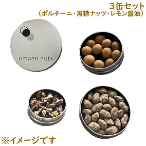 umami nuts (ウマミ ナッツ) 3缶セット（ポルチーニ・レモン醤油・黒糖ナッツ）