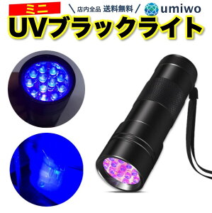 楽天1位【高評価レビュー4.5点】ミニ UV ブラックライト 電池別売 紫外線 12灯 LED 携帯 小型 コンパクト レジン 硬化 汚れ ペット おしっこ 接着剤 夜間 照明 釣り 蓄光 シンプル機能 簡単操作 単4電池 ジェルネイル 爪 懐中電灯 UVブラックライト