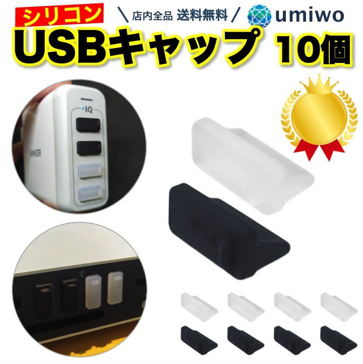 楽天1位【高評価レビュー4.6点】USBキャップ メス 10個セット 黒 透明 2色 小型 USB端 ...