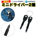 【送料無料】ミニ ドライバー 2種類セット 黒 プラス マイナス 携帯用 工具 キーリング 鍵 持ち運び キーホルダー ミニドライバー 携帯 手軽 簡易 ツール...