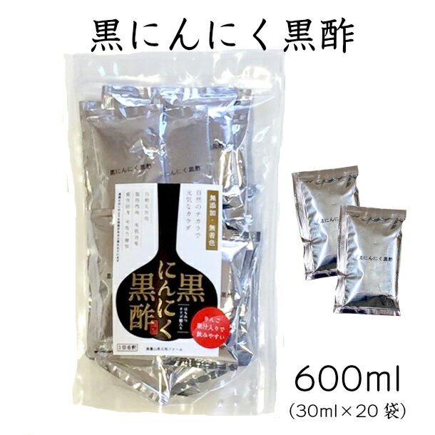 【黒にんにく黒酢600ml 30ml 20袋入 】国産 岐阜県産 黒にんにく使用 20日分 愛知県産 無添加 無着色 調理酢 はちみつ りんご果汁 オリゴ糖｜ 黒酢くろす くろず クロズ 調整黒酢 黒い食品 ド…