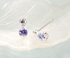 スタッドピアス アイオライト ゴールド K18 プラチナ900・K10選択可 クリスマス Xmas