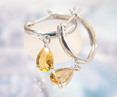 スナップピアス シトリン ゴールド K18WG クリスマス Xmas