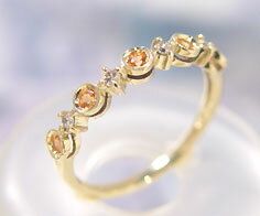 週末限定500円クーポン リング オレンジサファイア ダイヤモンド ゴールド K10 プラチナ900・K18選択可 クリスマス Xmas