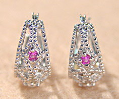 スナップピアス ピンクサファイア 「cortile」 ゴールド K18 プラチナ900選択可 クリスマス Xmas