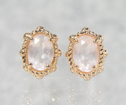 スタッドピアス ローズクォーツ 「partenone」 ゴールド K18 プラチナ900・K10選択可 クリスマス Xmas