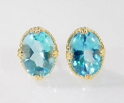 スタッドピアス ブルートパーズ 「drop」 ゴールド K18 プラチナ900・K10選択可 クリスマス Xmas