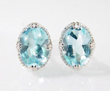 スタッドピアス ブルートパーズ 「drop」 ゴールド K18 プラチナ900・K10選択可 クリスマス Xmas