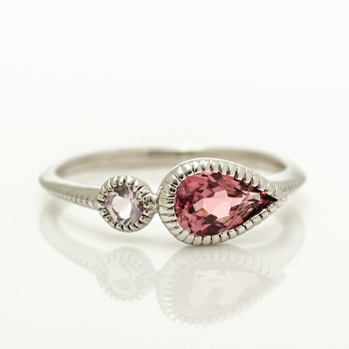 リング ピンクトルマリン モルガナイト 「pianto」 ゴールド K18 プラチナ900・K10選択可