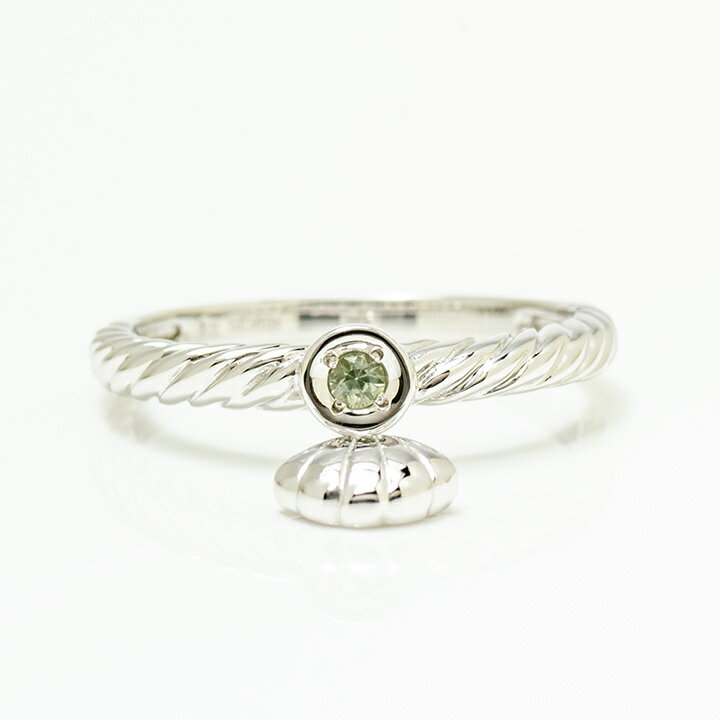 リング グリーンサファイア シェルモチーフ シルバー925