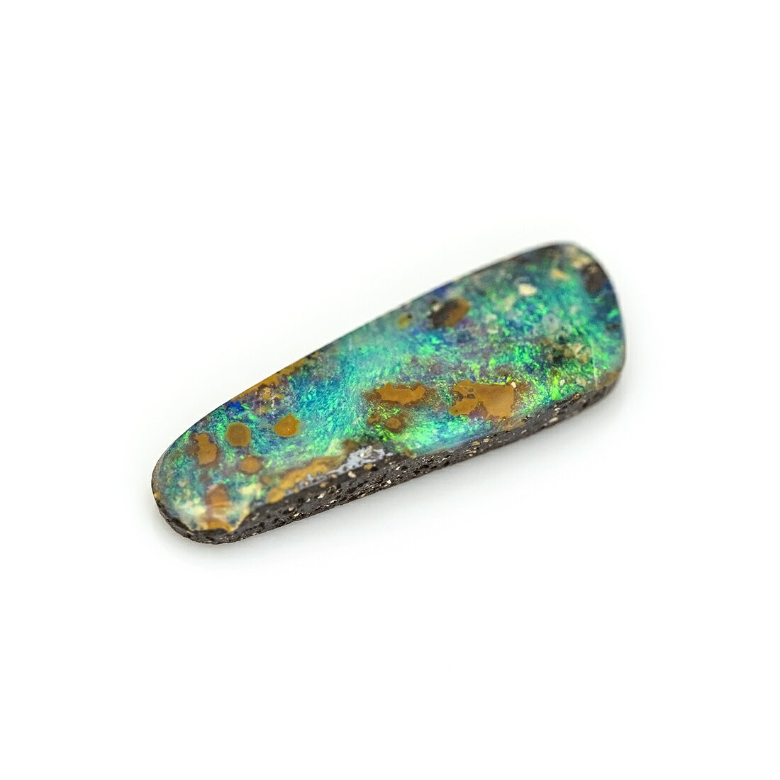 【宝石】 ・ボルダーオパール 約7.2×20.4×2.9mm 【お届けにつきまして】 即日発送可能品となります。 15時までにご注文いただき、決済審査・ご入金等が当店で確認できた場合は、当日発送をさせていただきます。 梱包は封筒となりまして、メール便にてポスト投函でのお届けをさせていただきます。 備考欄で曜日や時間帯、梱包のご指定をいただいても対応できなくなっておりますので、ご了承くださいませ。 【宝石の状態につきまして】 ※美観に影響のない程度の小キズや内包物が入る場合がございます。 予めご了承くださいませ。 別途記載のない限り、天然石となります。