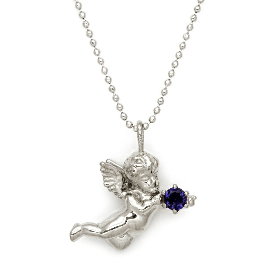ペンダント アイオライト エンジェルモチーフ シルバー925 カットボールチェーン クリスマス Xmas