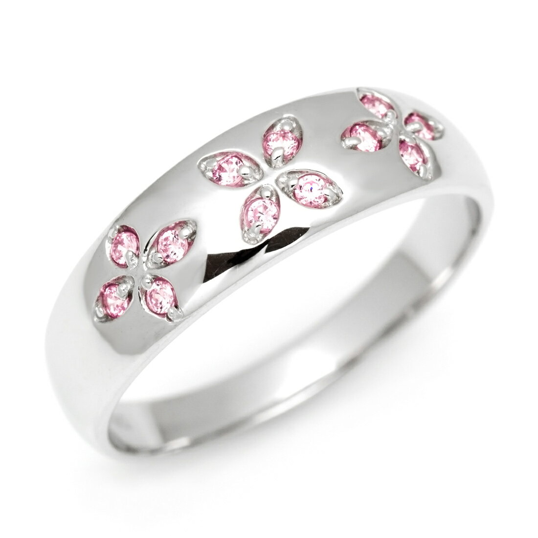 リング ピンクキュービックジルコニア フラワーモチーフ ゴールド K10 プラチナ900・K18選択可 クリスマス Xmas