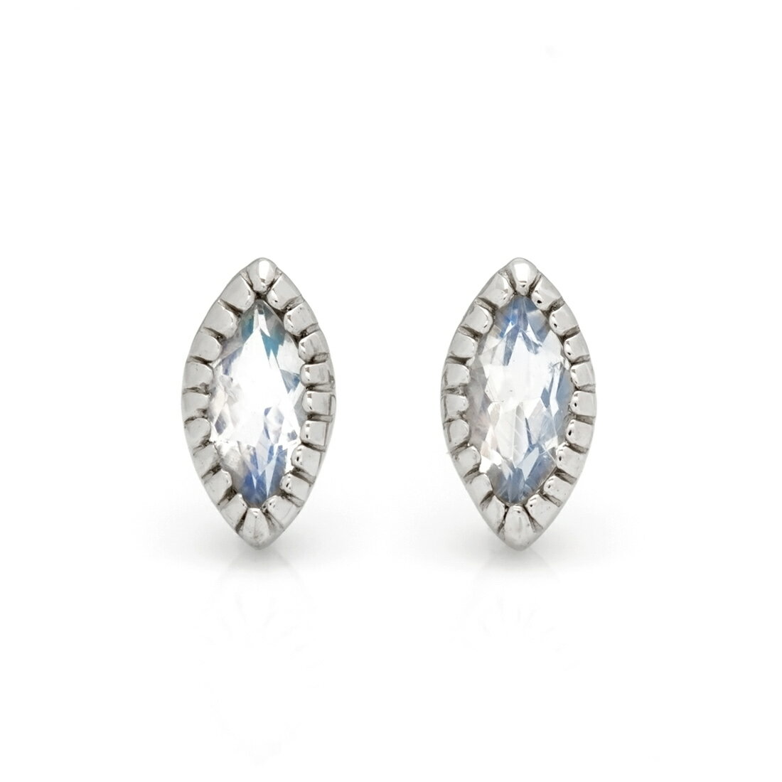 スタッドピアス ブルームーンストーン マーキス ゴールド K18 プラチナ900・K10選択可 クリスマス Xmas