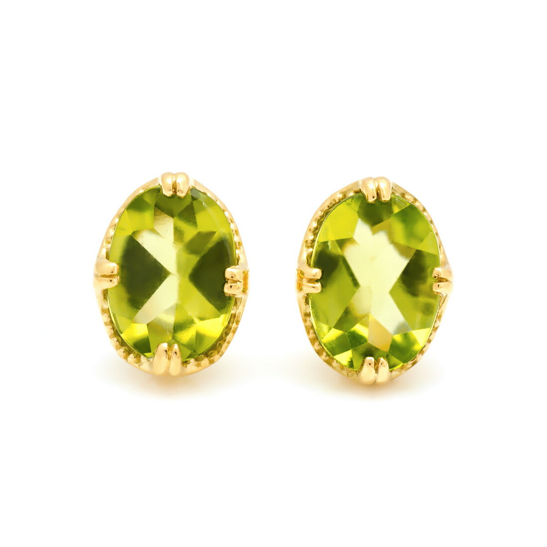 スタッドピアス ペリドット 「drop」 ゴールド K18 プラチナ900・K10選択可 クリスマス Xmas