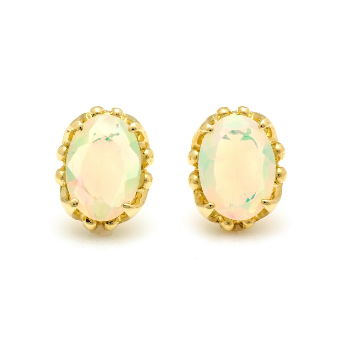 スタッドピアス ライトオパール 「fresco」 ゴールド K18 プラチナ900・K10選択可 クリスマス Xmas