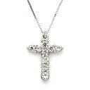 ペンダント キュービックジルコニア クロスモチーフ シルバー925 カットボールチェーン クリスマス Xmas