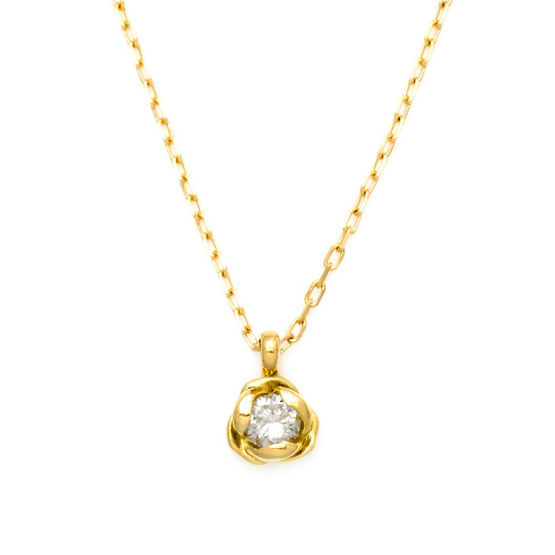 【即日発送可能】【1点限り】ペンダント ダイヤモンド 0.1ct 「Rosa」 ゴールド K18 アズキチェーン