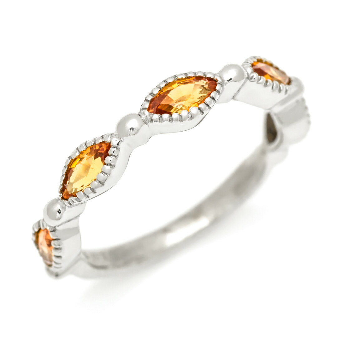 お買い物マラソン500円クーポン リング オレンジサファイア マーキス ゴールド K18 プラチナ900・K10選択可