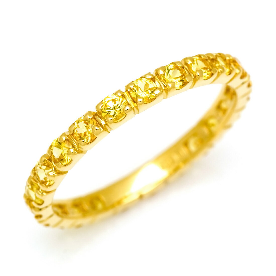 お買い物マラソン500円クーポン フルエタニティーリング イエローサファイア ゴールド K18 プラチナ900・K10選択可