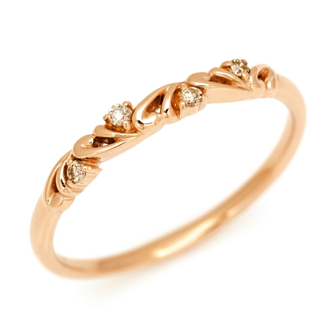 K18 ブラウンダイヤモンド リング 「arabesco」 指輪 ダイアモンド ゴールド 18K 18金 スクロール アラベスク 誕生日 4月誕生石 刻印 文字入れ メッセージ ギフト 贈り物 ピンキーリング対応可能