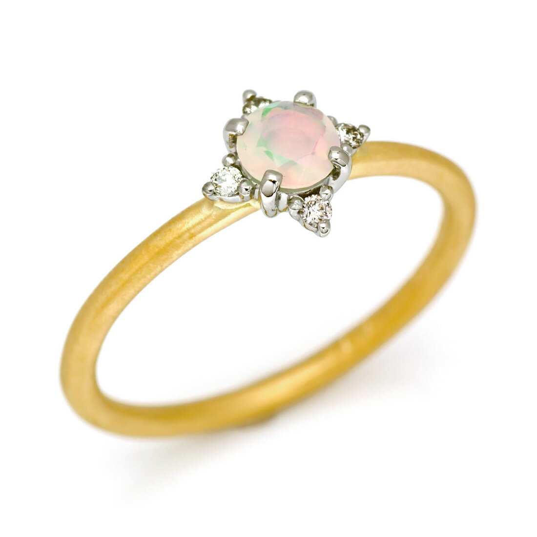 週末限定500円クーポン K18 PT900 ライトオパール ダイヤモンド コンビ リング 「etoile」 指輪 リング 18K 18金 プラチナ900 ゴー...