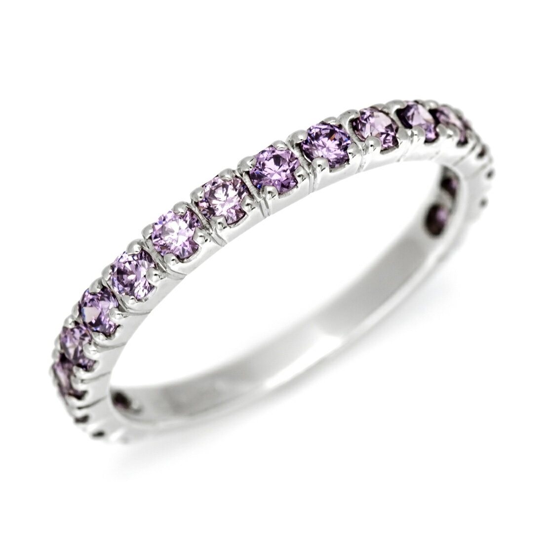 週末限定500円クーポン SV925 アメシストカラーキュービックジルコニア エタニティ リング指輪 シルバー925 SILVER スターリングシルバー エタニ...
