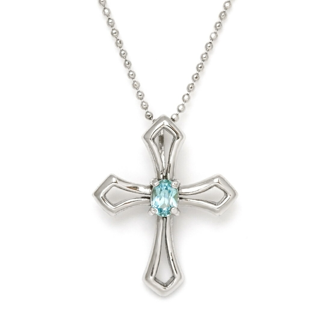 SV925 ブルートパーズ クロス ペンダントネックレス シルバー925 SILVER スターリングシルバー 十字架 誕生日 11月誕生石 カットボールチェーン...