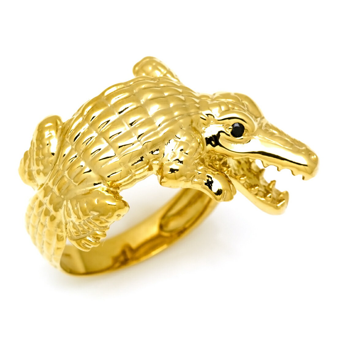 週末限定500円クーポン SV925 ブラックキュービックジルコニア クロコダイル モチーフ リング指輪 シルバー925 SILVER スターリングシルバー ワ...