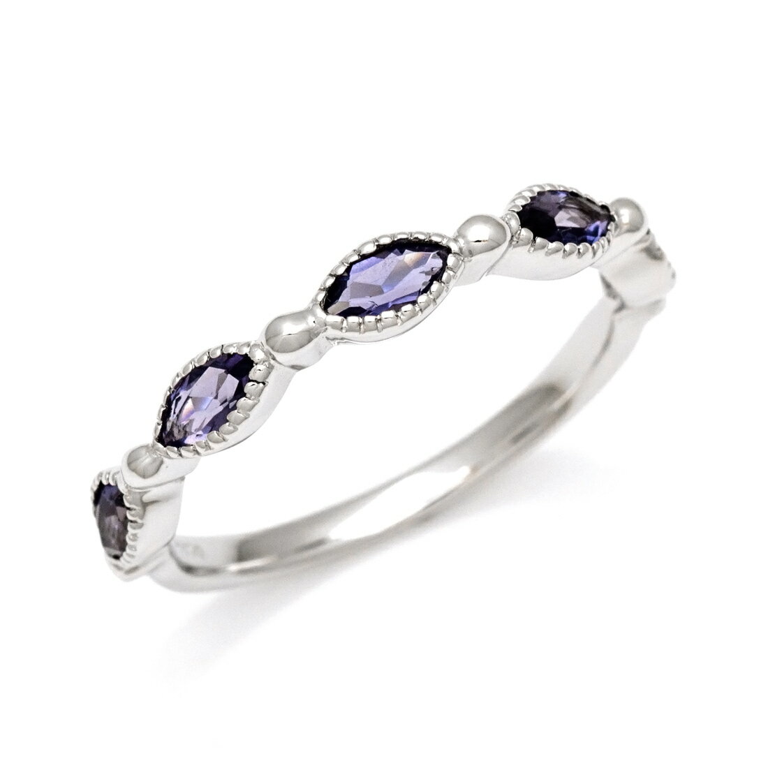 リング アイオライト マーキス ゴールド K10 プラチナ900・K18選択可 クリスマス Xmas