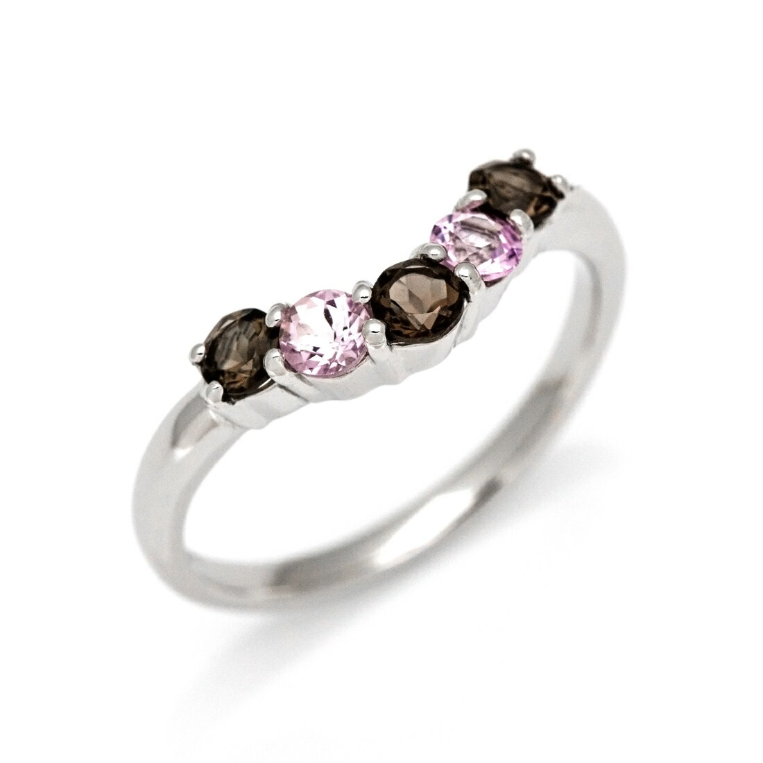 リング スモーキークォーツ ピンクトパーズ ゴールド K10 プラチナ900・K18選択可 クリスマス Xmas