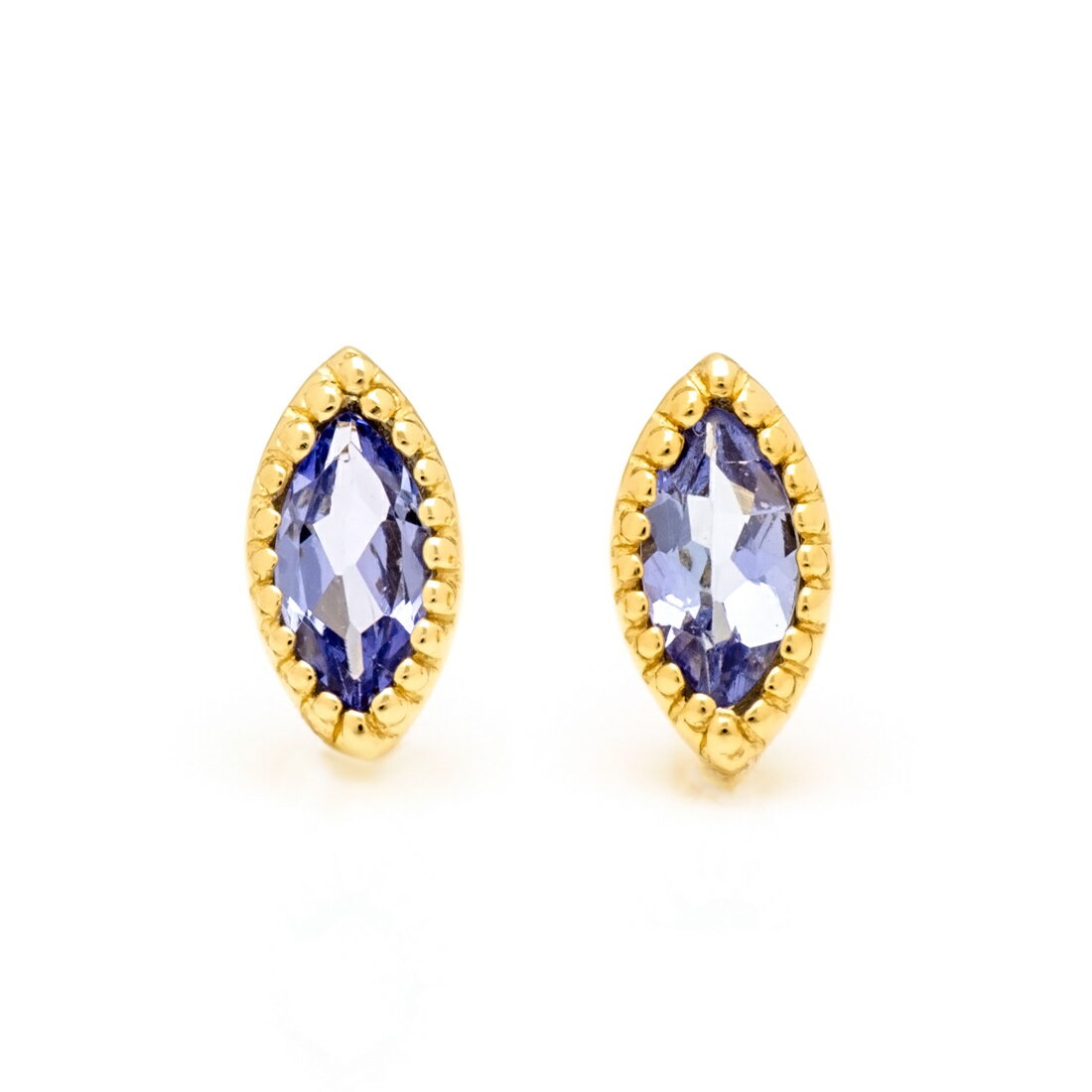 スタッドピアス タンザナイト マーキス ゴールド K18 プラチナ900・K10選択可 クリスマス Xmas