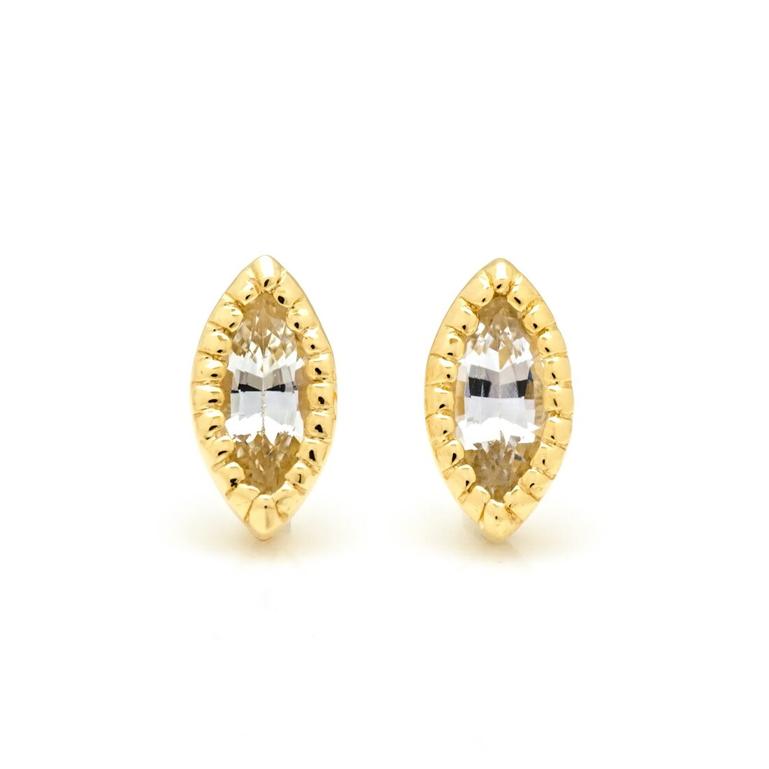 スタッドピアス ホワイトサファイア マーキス ゴールド K18 プラチナ900・K10選択可 クリスマス Xmas