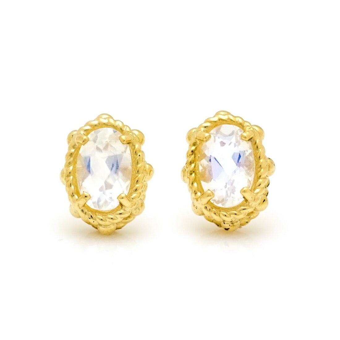 スタッドピアス ブルームーンストーン 「partenone」 ゴールド K18 プラチナ900・K10選択可 クリスマス Xmas