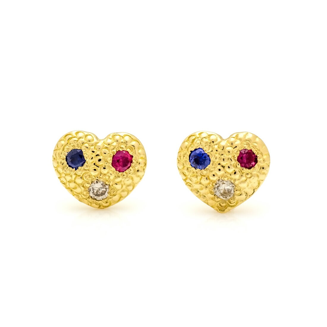 スタッドピアス トリコロール ハートモチーフ 「certo」 ゴールド K18 プラチナ900・K10選択可 クリスマス Xmas