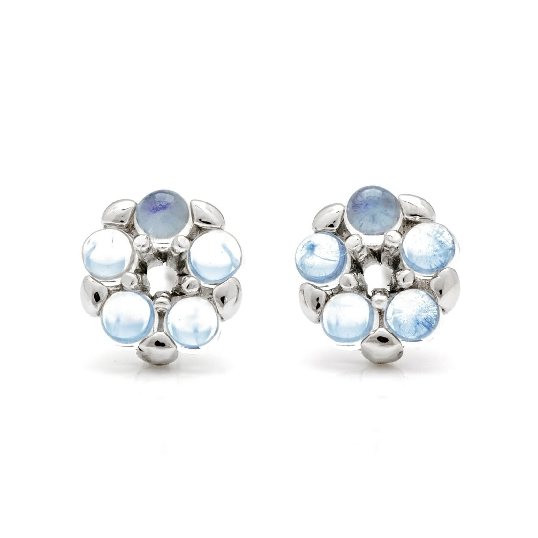 スタッドピアス ブルームーンストーン カボション フラワーモチーフ ゴールド K18 プラチナ900・K10選択可 クリスマス Xmas