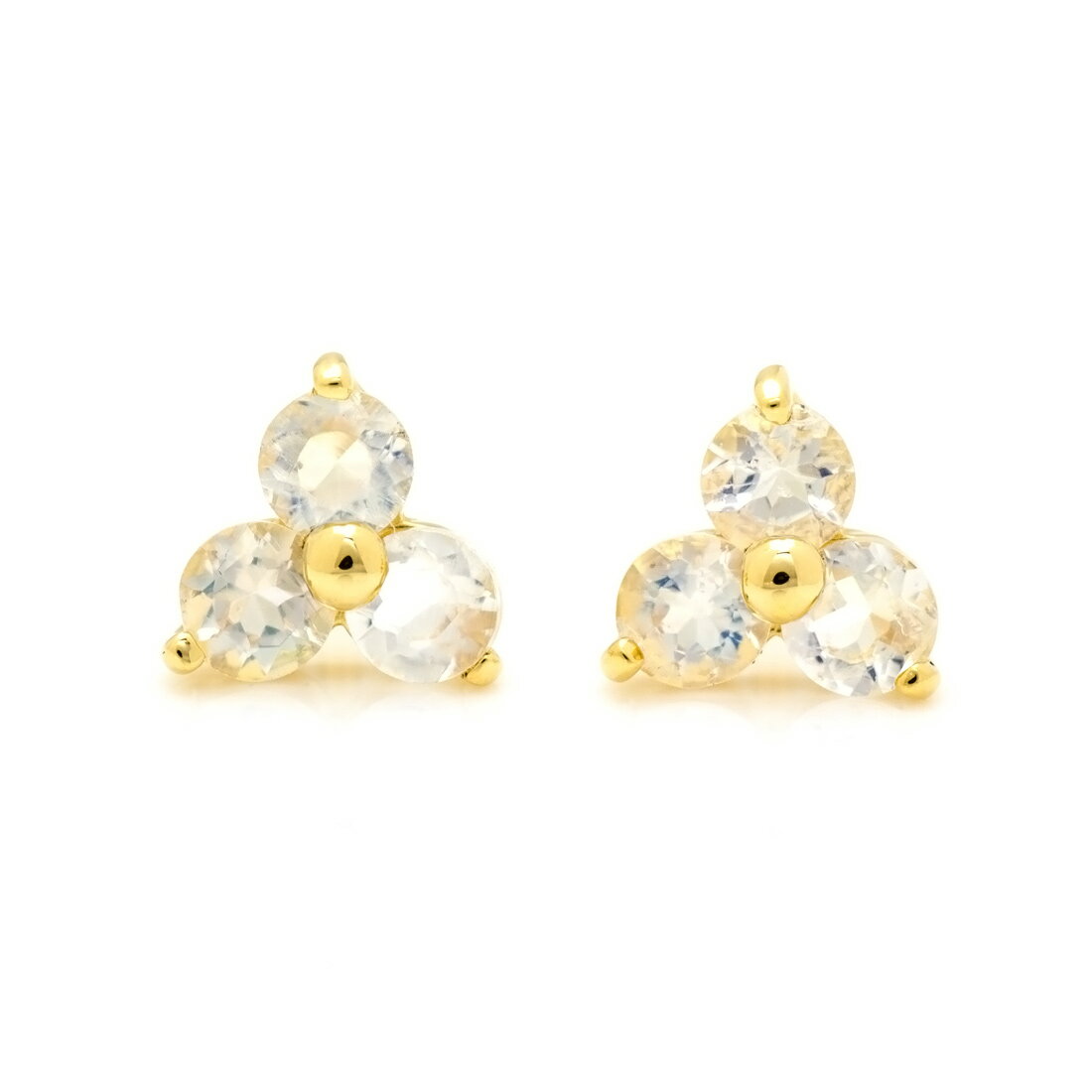 スタッドピアス ブルームーンストーン フラワーモチーフ ゴールド K18 プラチナ900・K10選択可 クリスマス Xmas