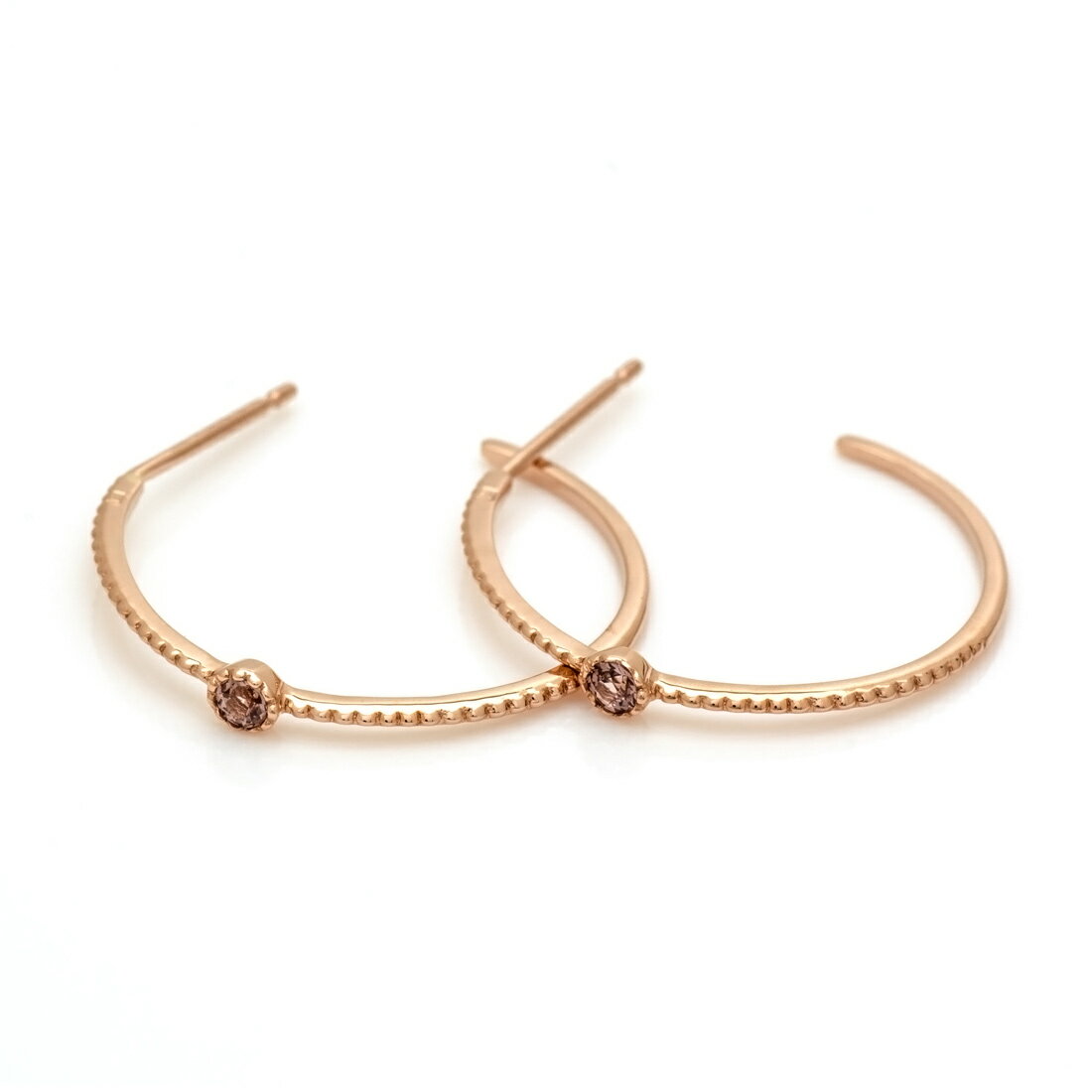 スタッドピアス シャンパンガーネット 「semino」 ゴールド K18 プラチナ900・K10選択可 クリスマス Xmas