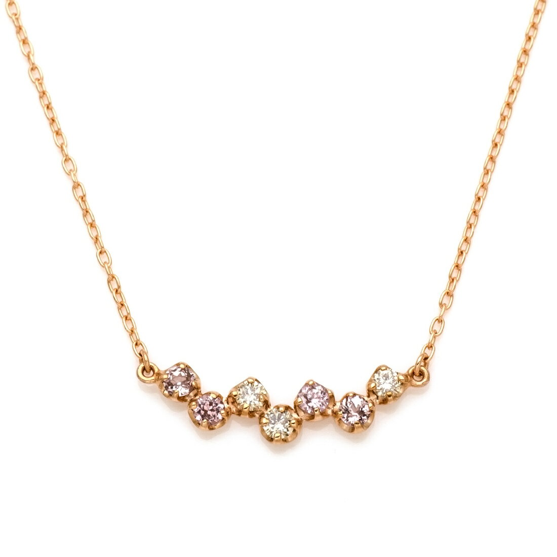 ネックレス シャンパンガーネット ダイヤモンド 「stellato」 ゴールド K18 アズキチェーン クリスマス Xmas