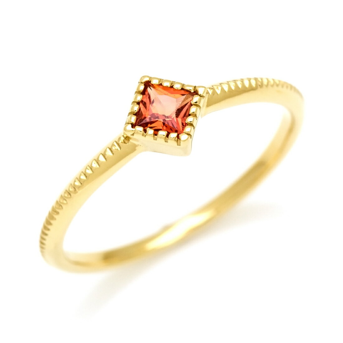 リング ディープオレンジサファイア 「asso」 ゴールド K18 プラチナ900・K10選択可 クリスマス Xmas