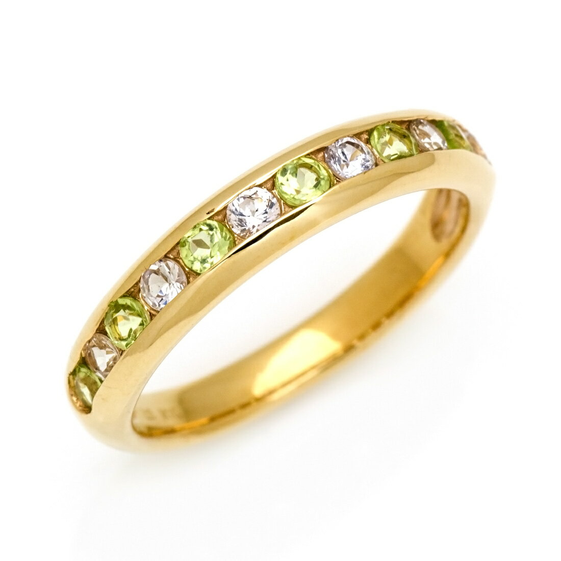 お買い物マラソン500円クーポン リング ペリドット ホワイトサファイア ゴールド K10 プラチナ900・K18選択可