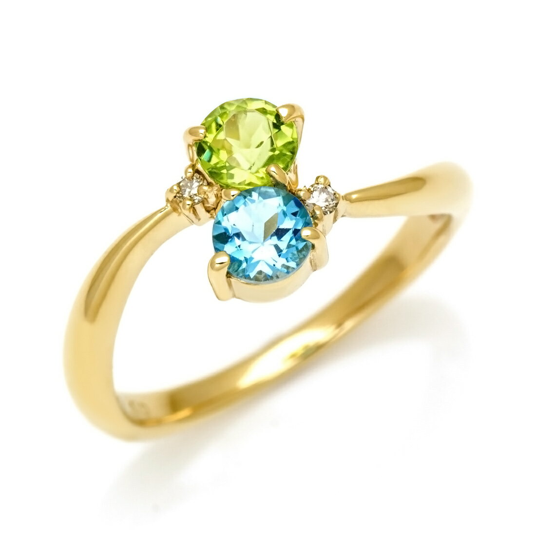 リング ペリドット ブルートパーズ ダイヤモンド ゴールド K10 プラチナ900・K18選択可 クリスマス Xmas