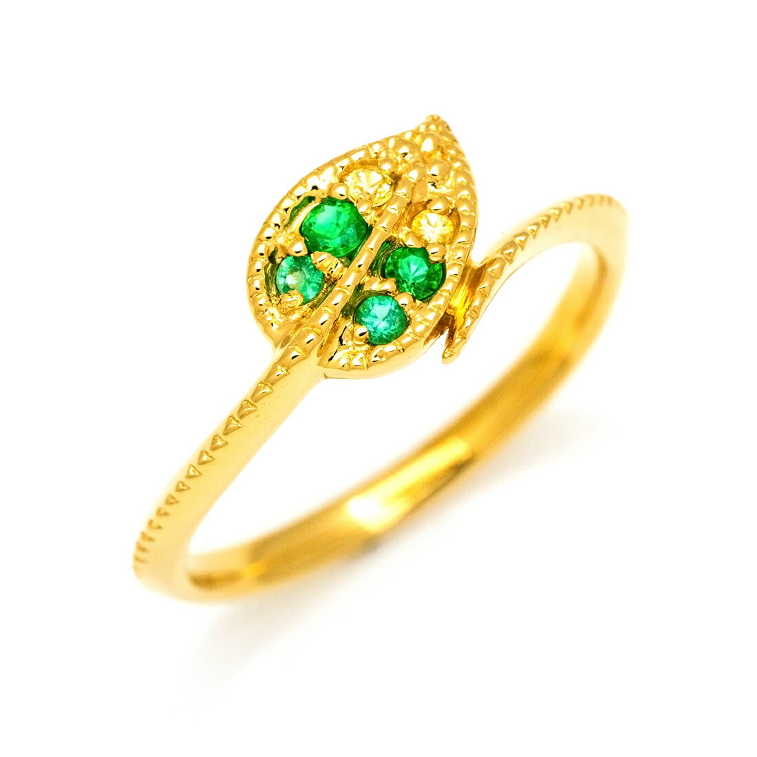 お買い物マラソン500円クーポン リング グラデーション リーフモチーフ 「cimolo」 ゴールド K10 プラチナ900・K18選択可