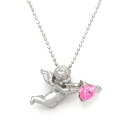 ペンダント ピンクキュービックジルコニア キューピッドモチーフ シルバー925 カットボールチェーン クリスマス Xmas