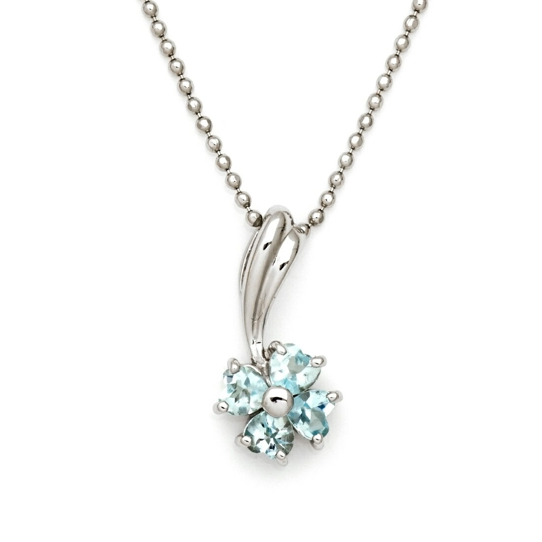 Rakuten - ポイント3倍 SV925 ブルートパーズ フラワー ペンダントネックレス シルバー925 SILVER925 スターリングシルバー 花 誕生日 11月誕生石 カットボールチェーン メッセージ ギフト 贈り物